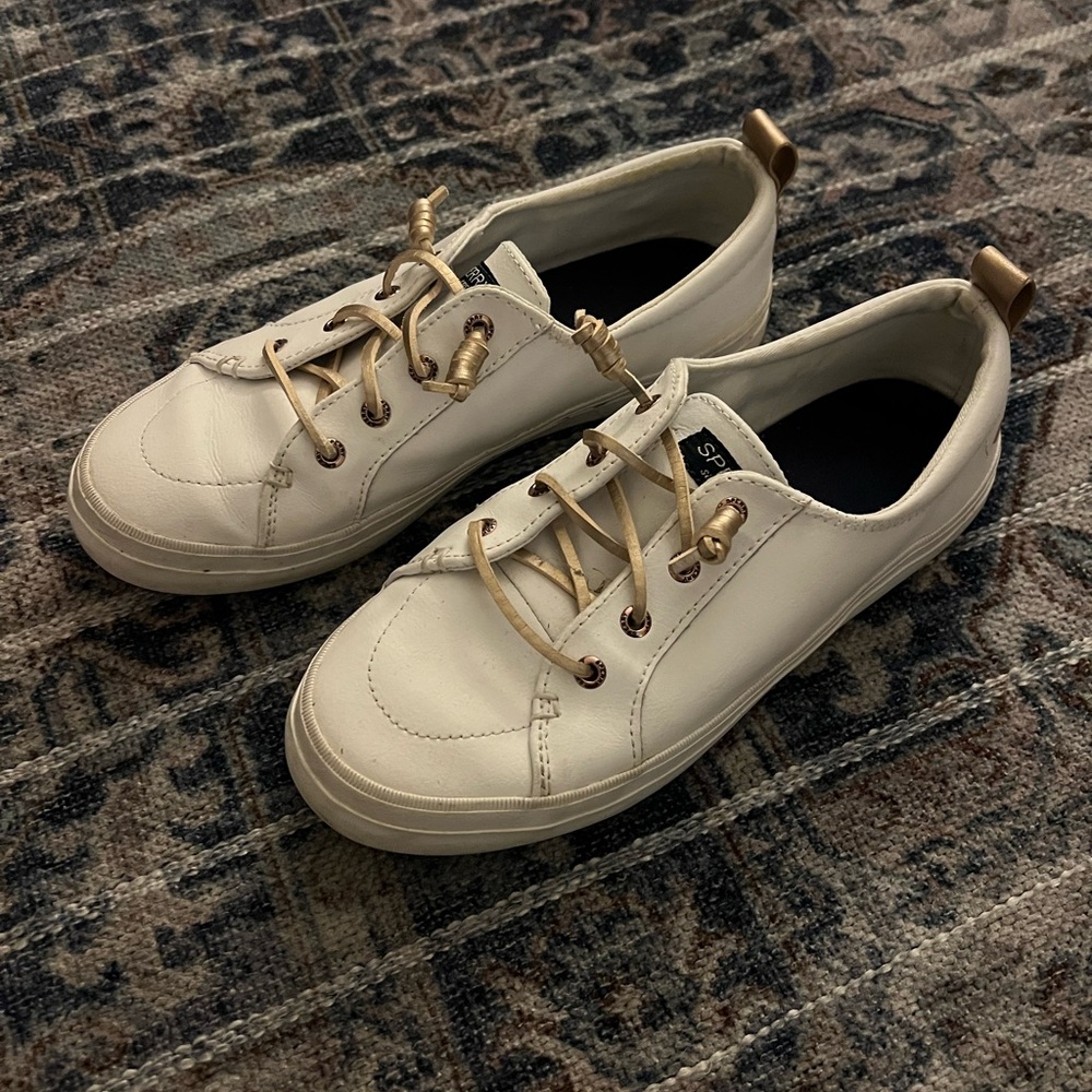 Sperry White and Gold Women's Sneakers